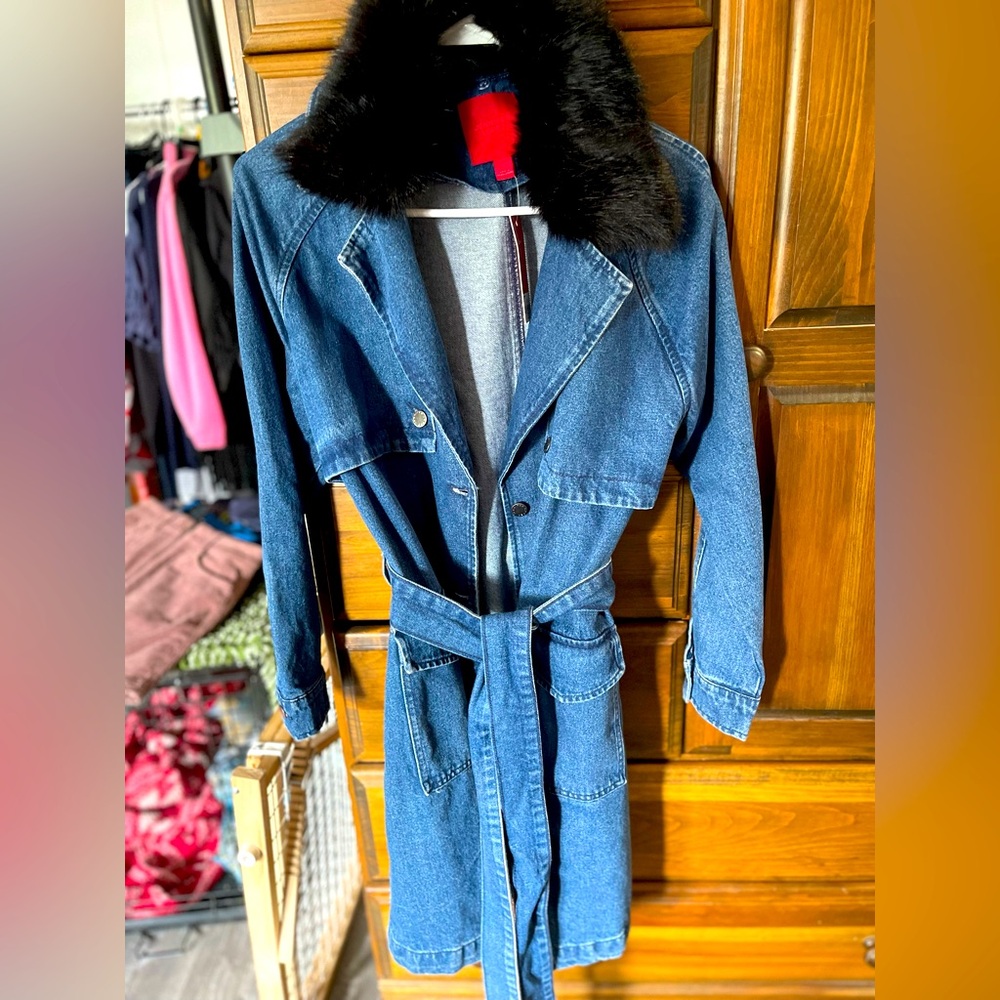 Jennifer Lopez Red and Blue Denim Jacket
